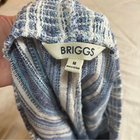 Briggs Women’s Linen Striped Boho Shorts Blue White Breathable Stretchy Waist M - Picture 6 of 7